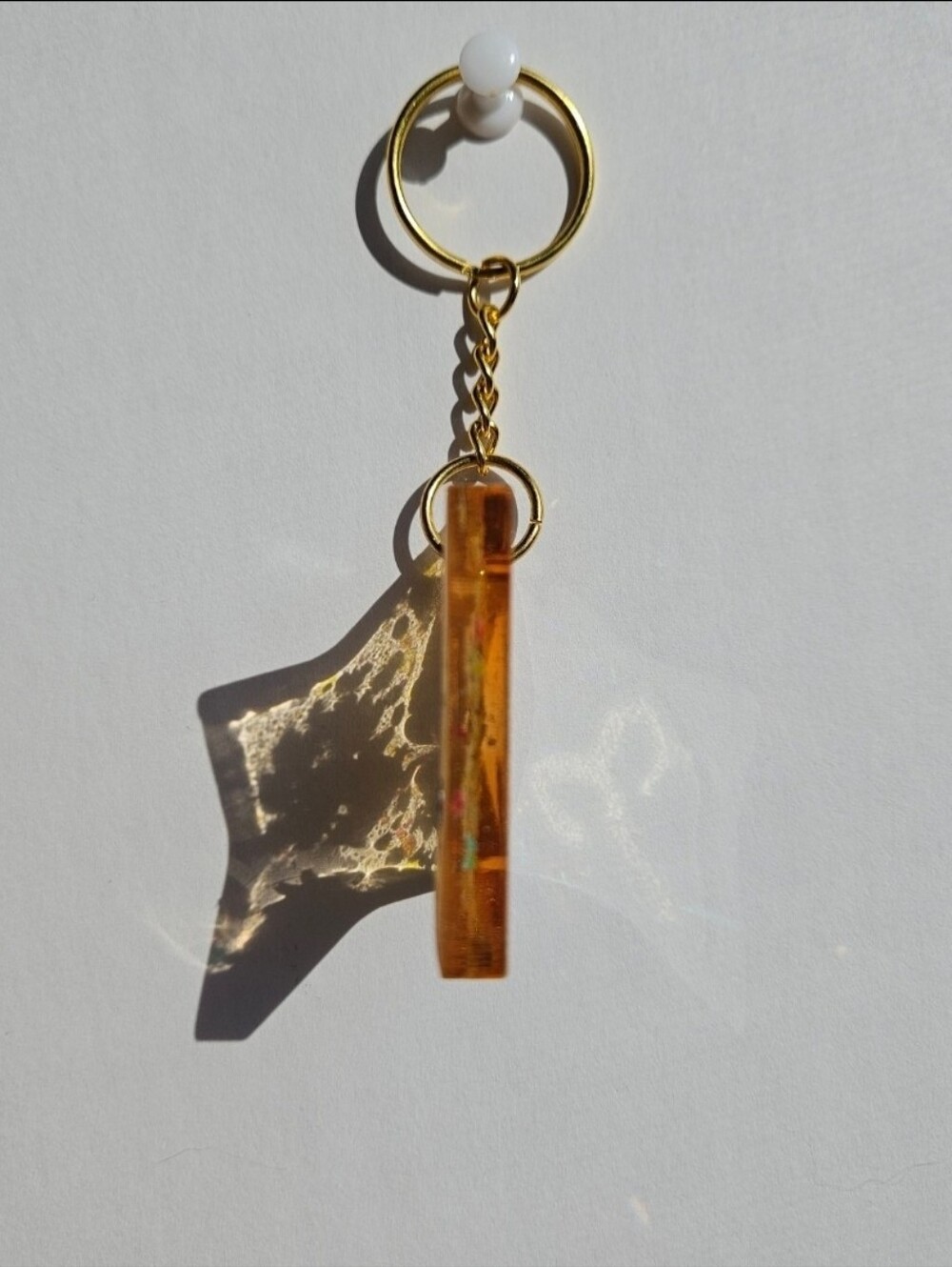 Handmade Aries Zodiac Sign Gold Resin Keychain - Picture 2 of 4